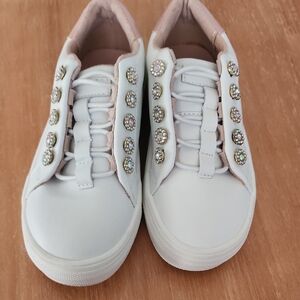 Kurt Geiger White Sneakers with Rhinestone Details